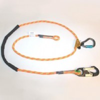 Adjustable Rope Lanyard with fixed Aluminum Snap Hook and removable aluminum double-locking carabiner