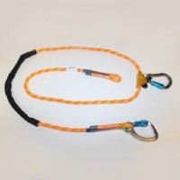 Adjustable Rope Lanyard with fixed Aluminum double-locking Carabiner and removable double-locking carabiner, 8