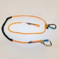 Adjustable Rope Lanyard with fixed Aluminum double-locking Carabiner and removable double-locking carabiner, 8ft